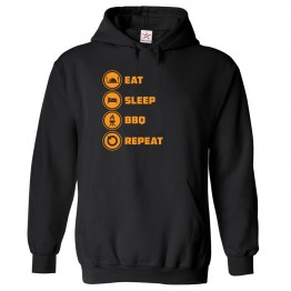 Eat Sleep BBQ Repeat Unisex Kids and Adults Novelty Pullover Hoodie for Foodies